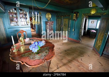 Soggiorno, museo vecchia casa Frisia, Keitum, Sylt, Isole Frisone del Nord, Frisia del Nord, Schleswig-Holstein, Germania, Europa Foto Stock