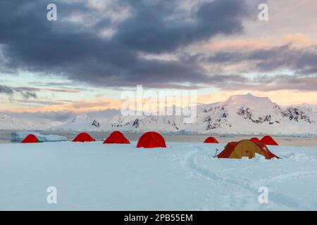 Campeggio invernale a Portal Point Antartide Foto Stock