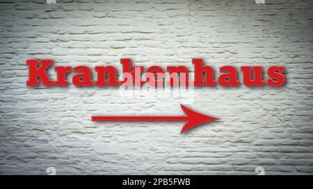 Indicazioni con la strada diretta per l'Ospedale Foto Stock