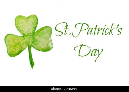Mano disegno trifoglio con frase giorno di san Patrizio. Foto Stock