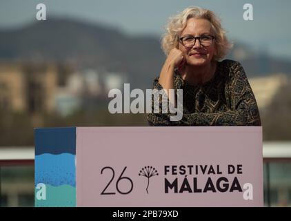 Malaga, Spagna. 12th Mar, 2023. L'attrice spagnola Elena Irureta posa in una foto del film 'Los buenos modales' al Walk Muelle uno. Credit: SOPA Images Limited/Alamy Live News Foto Stock