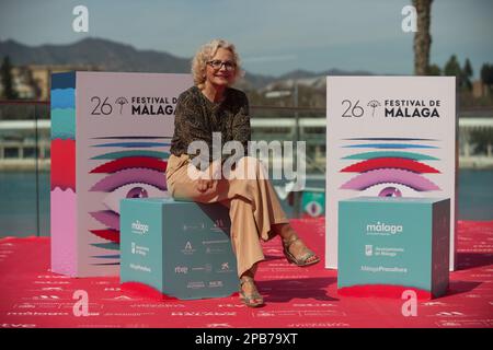 Malaga, Spagna. 12th Mar, 2023. L'attrice spagnola Elena Irureta posa in una foto del film 'Los buenos modales' al Walk Muelle uno. Credit: SOPA Images Limited/Alamy Live News Foto Stock