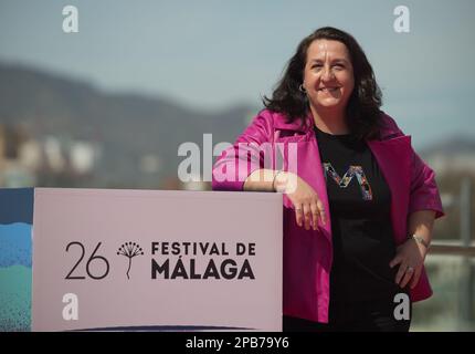 Malaga, Spagna. 12th Mar, 2023. L'attrice spagnola Carmen Flores posa in una foto del film 'Los buenos modales' al Walk Muelle uno. Credit: SOPA Images Limited/Alamy Live News Foto Stock