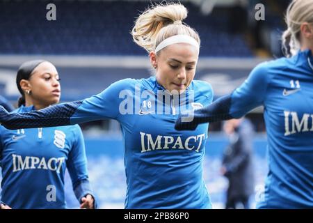 Birmingham, Regno Unito. 12th Mar, 2023. Birmingham, Inghilterra, 12th 2023 marzo: Charlie Estcourt (18 Birmingham) si riscalda durante la partita di football del campionato delle donne fa tra Birmingham City e Charlton Athletic a St Andrews a Birmingham, Inghilterra (Natalie Mincher/SPP) Credit: SPP Sport Press Photo. /Alamy Live News Foto Stock