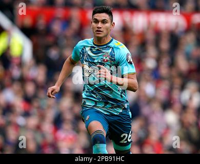 Manchester, Regno Unito. 12th Mar, 2023. Carlos Alcaraz di Southampton durante la partita della Premier League a Old Trafford, Manchester. Il credito per le immagini dovrebbe essere: Andrew Yates/Sportimage Credit: Sportimage/Alamy Live News Foto Stock