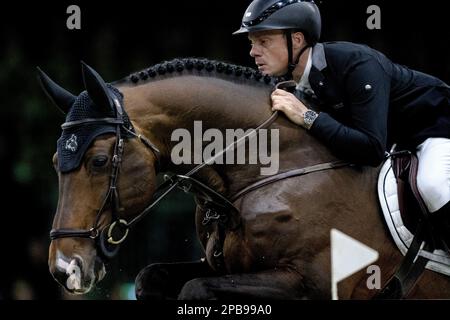 DEN BOSCH - Willem Greve (NED) su Grandorado TN NOP in azione durante la World Cup show jumping, durante il Dutch Masters Indoor Brabant Horse Show. LEVIGATRICE ANP KONING olanda fuori - belgio fuori Foto Stock