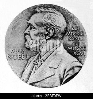 1925 : la medaglia del PREMIO NOBEL con il ritratto del celebre chimista svedese e inventore ALFRED NOBEL ( 1833 - 1896 ) . Ingegnere, innovatore, produttore di armamenti e inventore di dinamite. Possedeva Bofors, un importante produttore di armamenti, che aveva ridiretto dal suo precedente ruolo di mulino del ferro e dell'acciaio. Nella sua ultima volontà, ha usato la sua enorme fortuna per istituire i Premi Nobel . L'elemento sintetico Nobelio prende il nome da lui. - Foto storiche - foto storica - scienziato - scienziato - ritratto - scatto - SCIENZIATO - SCIENZIATO - DINAMITE - DINAMITE - barba - PREMIO Foto Stock