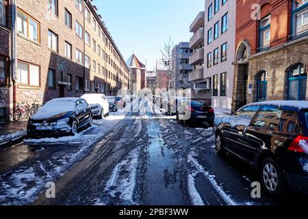 Inverno am Ihme Zentrum .Hannover. Foto Stock