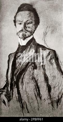 Il poeta e scrittore russo Konstantin Dmitrievich Balmont ( 1867 - 1942 ) è stato un poeta simbolista russo, traduttore, una delle maggiori figure dell'età dell'argento della poesia russa. In questa foto in un ritratto del pittore russo VALENTIN SEROV ( 1865 - 1911 ). - CONSTANTIN - SCRITTORE - LETTERATO - LETTERATURA - LETTERATURA - POETA - POESIA - POESIA - CRAVATTA - baffi - baffi - colletto - colletto - RUSSIA --- Archivio GBB Foto Stock