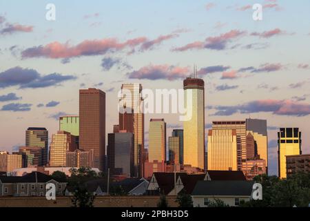 Minneapolis Minnesota al Sunset Golden Hour Foto Stock