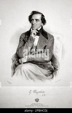 Il celebre compositore LIRICO tedesco Giacomo MEYERBEER ( 1791 - 1864 ) , primo grande esponente della Grand Opera. Lithographie von Josef Kriehuber - MUSICA CLASSICA - CLASSICA - COMPOSITORE - MUSICA - ritratto - ebro - autografo - autografo - firma - prima - pensatore - pensatore ---- ARCHIVIO GBB Foto Stock