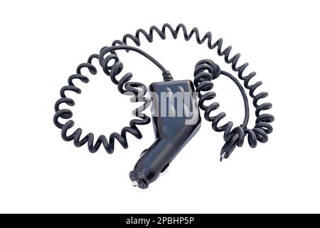 Caricabatterie per auto isolato su sfondo bianco Foto Stock