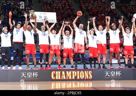 Ariake Coliseum, Tokyo, Giappone. 12th Mar, 2023. Chiba Jets team Group (Jets), 12 MARZO 2023 - Basketball : Emperor's Cup Basketball 2022-23 Award Ceremony all'Ariake Coliseum, Tokyo, Giappone. Credit: Naoki Nishimura/AFLO SPORT/Alamy Live News Foto Stock