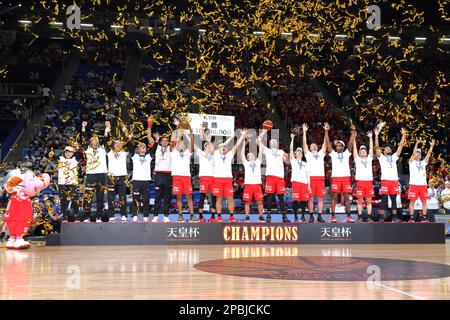 Ariake Coliseum, Tokyo, Giappone. 12th Mar, 2023. Chiba Jets team Group (Jets), 12 MARZO 2023 - Basketball : Emperor's Cup Basketball 2022-23 Award Ceremony all'Ariake Coliseum, Tokyo, Giappone. Credit: Naoki Nishimura/AFLO SPORT/Alamy Live News Foto Stock