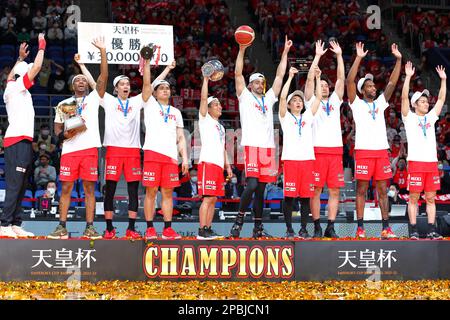 Ariake Coliseum, Tokyo, Giappone. 12th Mar, 2023. Chiba Jets team Group (Jets), 12 MARZO 2023 - Basketball : Emperor's Cup Basketball 2022-23 Award Ceremony all'Ariake Coliseum, Tokyo, Giappone. Credit: Naoki Nishimura/AFLO SPORT/Alamy Live News Foto Stock