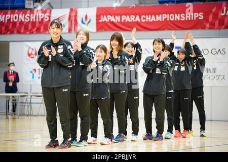 Tachikawa Giappone. 12th Mar, 2023. Japan team group, 12 MARZO 2023 - Gol Ball : cerimonia di Medaglia all'Arena Tachikawa Tachihi durante i Campionati giapponesi di Gol Ball Para Tachikawa in Giappone nel 2023. Credit: SportsPressJP/AFLO/Alamy Live News Foto Stock