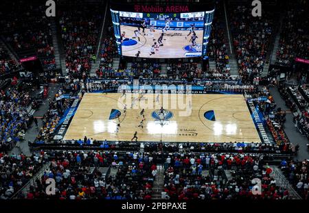 Marzo 11 2023 Las Vegas, NV, U.S.A. Vista dall'alto di T Mobile durante il NCAA PAC 12 Men's Basketball Tournament Championship tra Arizona Wildcats e gli UCLA Bruins al T Mobile Arena Las Vegas, Nevada. Thurman James/CSM Foto Stock