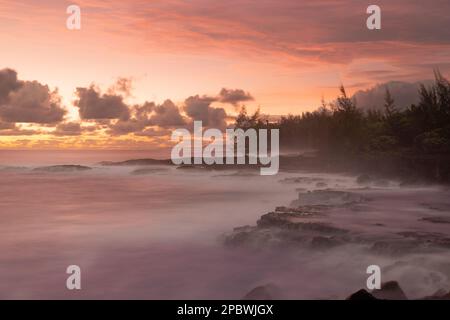 litorale, lava e aree di vegetazione sulla grande isola delle hawaii Foto Stock