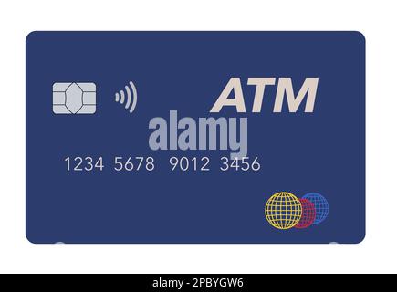 Ecco una generica carta di credito o di debito con ATM stampato grande sulla carta. Questa è un'illustrazione 3-d. Foto Stock