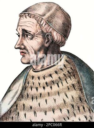 Ritratto di Pierre d'Ailly (Petrus Aliacensis, Petrus de Alliaco) (1351-1420), teologo francese, astrologo e cardinale di Santa Romana Chiesa Foto Stock