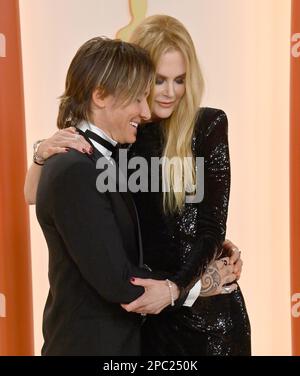 Keith Urban e Nicole Kidman partecipano ai 95th Academy Awards annuali al Dolby Theatre nella sezione Hollywood di Los Angeles domenica 12 marzo 2023. Foto di Jim Ruymen/UPI Foto Stock