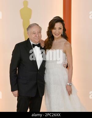 Los Angeles, Stati Uniti. 12th Mar, 2023. Jean Todt e Michelle Yeoh partecipano ai 95th Academy Awards annuali al Dolby Theatre nella sezione Hollywood di Los Angeles domenica 12 marzo 2023. Foto di Jim Ruymen/UPI Credit: UPI/Alamy Live News Foto Stock