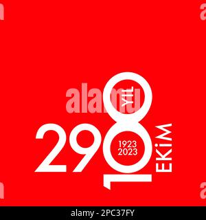 Celebrazione del 100th° anniversario della Repubblica Turca, 29th ottobre 2023, 1923-2023, 100 anni di indipendenza, simbolo infinito, giornata nazionale della vittoria Foto Stock