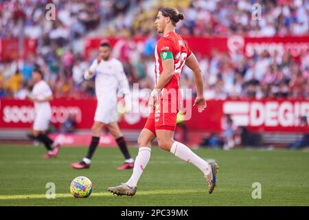 Siviglia, Spagna. 12th Mar, 2023. Srdjan Babic (22) di Almeria visto durante la partita di LaLiga Santander tra Sevilla FC e Almeria a Estadio Ramon Sanchez Pizjuan a Siviglia. (Photo Credit: Gonzales Photo/Alamy Live News Foto Stock