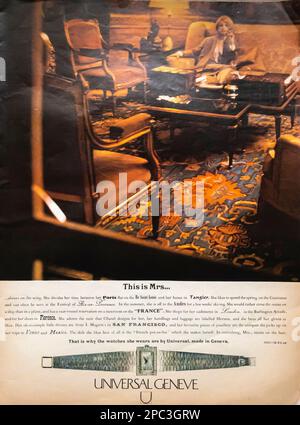 1964 Universal Geneve guarda l'annuncio a stampa Foto Stock