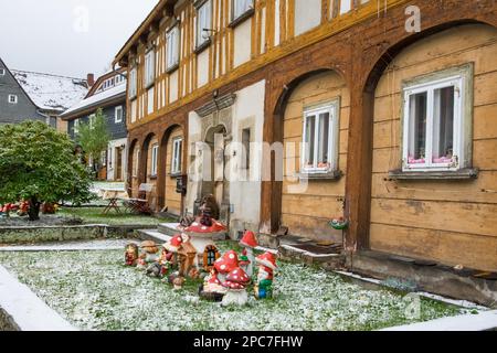 Case storiche a graticcio nei monti Waltersdorf Zittau Foto Stock