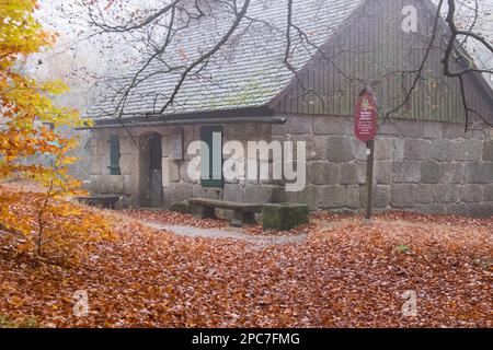 Fotografie del paesaggio dalla Zittau Mountains Jonsdorf Rock Town Foto Stock