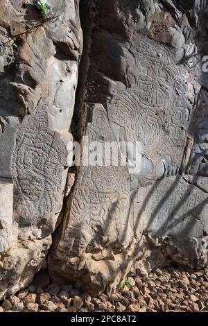 Iscrizioni Rock, El Centerio in Barranco las Canales, El Paso, la Palma, Spagna Foto Stock