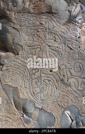 Iscrizioni Rock, El Centerio in Barranco las Canales, El Paso, la Palma, Spagna Foto Stock