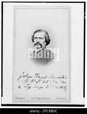 1st tenente John Paul Kuntze, ufficiale dell'Unione, ritratto del busto, fronte / Everitt, Chicago.. Titolo ideato dallo staff della Biblioteca, in: Adolph Metzner Photograph album ., no 13, surrogato di riferimento copia laser a colori, che mostra la parte anteriore e posteriore della foto, archiviato con i finding aid per IL LOTTO 8751 nella sala di lettura P&P. Kuntze, John Paul, servizio militare, Stati Uniti, Storia, Guerra civile, 1861-1865, ufficiali militari, Unione. Foto Stock