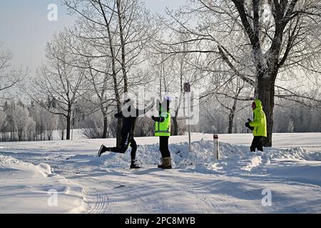 St Patrick Road Race, 10 km, Calgary, Canada, marzo 12, 2023 Foto Stock