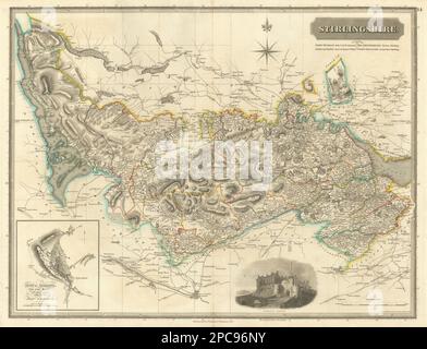 Stirlingshire. Stirling pianta della città Falkirk Lomond Alloa Dunblane THOMSON 1832 mappa Foto Stock