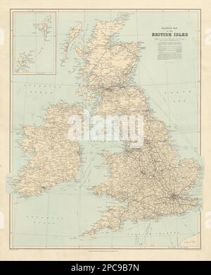 Mappa ferroviaria delle Isole Britanniche. Inghilterra Irlanda Scozia Galles. STANFORD 1904 Foto Stock