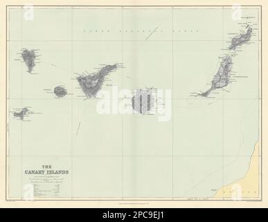 Isole Canarie. Tenerife Gran Canaria Lanzarote. 50x65cm. Mappa DI STANFORD 1904 Foto Stock