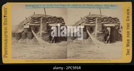 Prove di bomba nell'Unione Fort Sedgwick, chiamato dai soldati ribelli 'Fort Hella'. Collezione di fotografie della Guerra civile . Fortificazioni e fortificazioni, Union, Virginia, Petersburg, 1860-1870, Bombproof Construction, Virginia, Petersburg, 1860-1870, Soldier, Union, Virginia, Petersburg, 1860-1870, Stati Uniti, Storia, Guerra civile, 1861-1865, strutture militari, Unione, Virginia, Petersburg, Stati Uniti, Storia, Guerra civile, 1861-1865, personale militare, Unione, Virginia, Petersburg, Petersburg (V.), Storia, Assedio, 1864-1865. Foto Stock