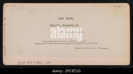 Penna slave, Alexandria, Virginia / negativo da Brady & Co., Washington.. Titolo dell'articolo, numerato come 2296 97-98-99-2800 sul monte verso, Data di stampa basata su quando l'editore si è spostato a Broadway 591 il 10 febbraio 1869 (Fonte: Dietrich, Henry. Reminiscenze della casa di E. & H.T. Anthony & Company. Anthony's photographic Bulletin, 1900, volume 31, pagine 104-106), corrispondenti negativi in vetro: LC-B811-2297A, sinistra e LC-B811-2297B, destra. E. E H. T. Anthony & Co. Ha acquisito i negativi dallo studio di Mathew Brady in cambio di forniture fotografiche, Purchase; Russell Norton; 20 Foto Stock