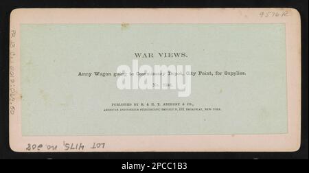 Carro dell'esercito che va al deposito commissario, City Point, per rifornimenti. Titolo dalla voce, corrispondenti negativi in vetro: LC-B811-2586A, sinistra, e LC-B811-2586B, destra. E. E H. T. Anthony & Co. Ha acquisito i negativi dallo studio di Mathew Brady in cambio di forniture fotografiche, Purchase; Russell Norton; 2012; (DLC/PP-2012: 069). Cart & vagons, Virginia, Hopewell, 1860-1870, Muules, Virginia, Hopewell, 1860-1870, Stati Uniti, Storia, Guerra civile, 1861-1865, Animali, Virginia, Hopewell, Stati Uniti, Storia, Guerra civile, 1861-1865, apparecchiature e forniture, Virginia, Hopewell. Foto Stock