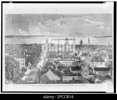 La città di Charleston, Carolina del Sud, che guarda Seaward, e mostra il quartiere bruciato. Illustrazione da: Settimanale Harper, 1861 dicembre 28, pag. 822. Stati Uniti, Storia, Guerra civile, 1861-1865, Charleston (S.C.), 1860-1870. Foto Stock