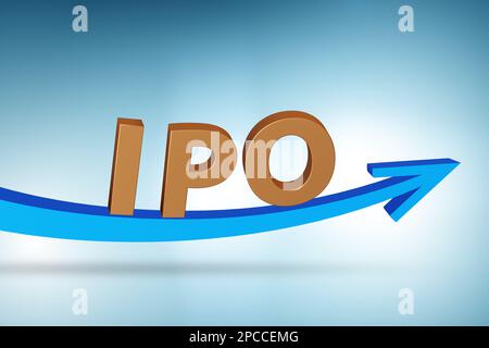 Concetto IPO con il grafico di crescita - rendering 3D Foto Stock