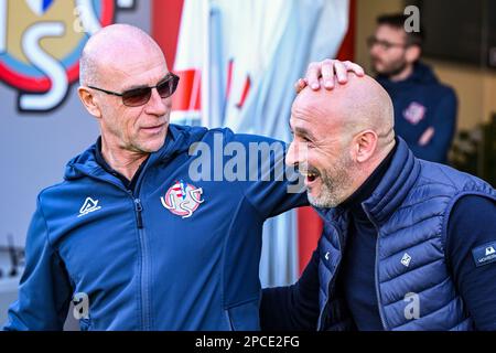 Cremona, Italia. 12th Mar, 2023. Zini Stadium, Cremona, 12.03.23 Head Coach Fiorentina Vincenzo Italiano e Head Coach Cremonese Davide Ballardini durante la Serie A Match US Cremonese contro ACF Fiorentina allo Zini Stadium di Cremona, Italia Soccer (Cristiano Mazzi/SPP) Credit: SPP Sport Press Photo. /Alamy Live News Foto Stock