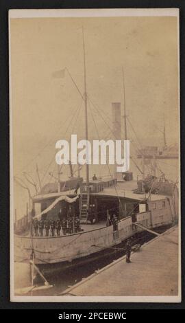 Gunboat in traghetto a doppia estremità con soldati dell'Unione sul ponte. Liljenquist Famiglia Collezione di fotografie della Guerra civile , pp/liljpaper. Stati Uniti, Navy, Equipment & Supplies, 1860-1870, cannoniere, Union, 1860-1870, Stati Uniti, Storia, Guerra civile, 1861-1865, operazioni navali, Unione. Foto Stock