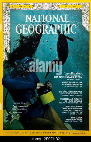 Copertina della rivista National Geographic luglio 1969 Foto Stock