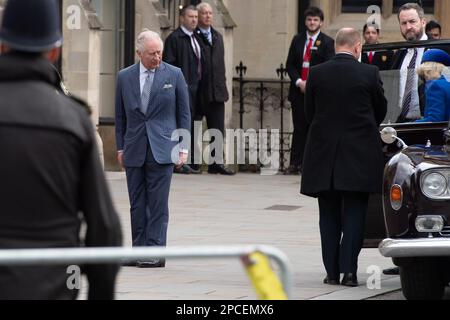 Westminster, Londra, Regno Unito. 13th marzo, 2023. Il Re arriva al Commonwealth Service presso l'Abbazia di Westminster a Londra questo pomeriggio. Credit: Maureen McLean/Alamy Live News Foto Stock