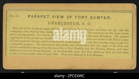 Vista parapetto di Fort Sumter, Charleston, South Carolina. The Robin G. Stanford Collection, digitalizzato 2015 finanziamenti dal Center for Civil War Photography. Stati Uniti, Storia, Guerra civile, 1861-1865, Carolina del Sud, Charleston Foto Stock