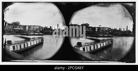 Richmond, Virginia. Bacino del canale. (Quartiere Burnt e edificio del Campidoglio sullo sfondo). Fotografie della guerra civile, 1861-1865 . Stati Uniti, Storia, Guerra civile, 1861-1865. Foto Stock