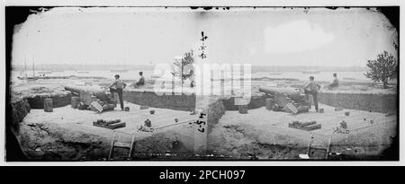 Gloucester, Virginia. Fortificazioni che mostrano una pistola navale Dahlgren da 11 pollici a foro liscio. Fotografie della guerra civile, 1861-1865 . Stati Uniti, Storia, Guerra civile, 1861-1865. Foto Stock